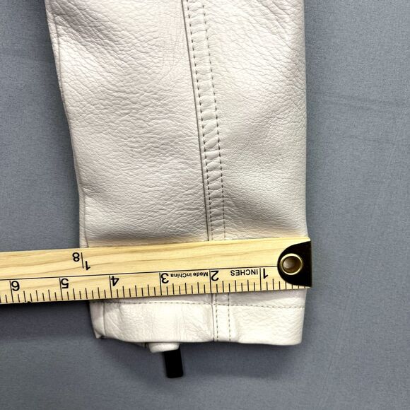 Women's GUESS Faux Leather Asymmetrical Moto Jacket Size M Cream‎ Ivory - Picture 12 of 16